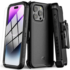 MyBat Pro Maverick Series Case w/ Holster and Tempered Glass for Apple iPhone 14 Pro (6.1)iPhone 14 Pro