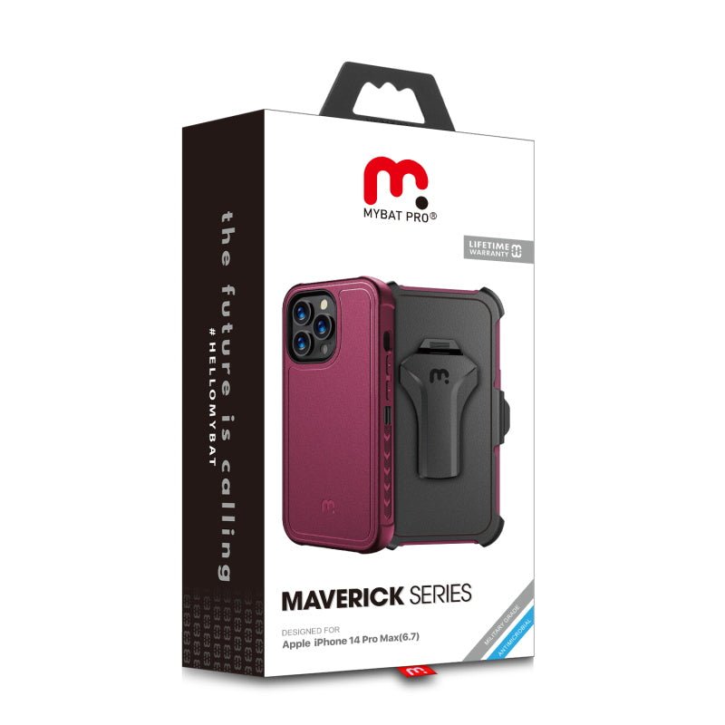 MyBat Pro Maverick Series Case w/ Holster and Tempered Glass for Apple iPhone 14 Pro Max (6.7)iPhone 14 Pro Max
