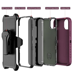 MyBat Pro Maverick Series Case w/ Holster and Tempered Glass for Apple iPhone 14 Pro Max (6.7)iPhone 14 Pro Max