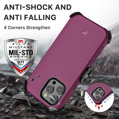 MyBat Pro Maverick Series Case w/ Holster and Tempered Glass for Apple iPhone 14 Pro Max (6.7)iPhone 14 Pro Max