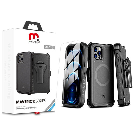 MyBat Pro Maverick Series MagSafe Case w/ Holster and Tempered Glass for Apple iPhone 12 / 12 Pro (6.1)iPhone 12 / 12 Pro