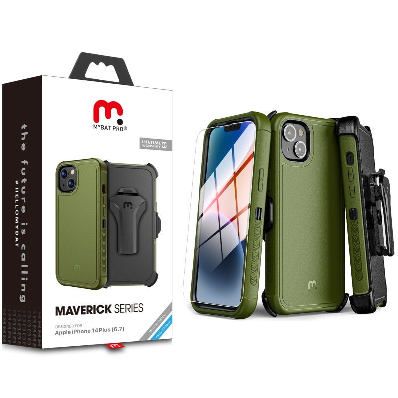 MYBAT Pro Maverick Series MagSafe Case w/ Holster and Tempered Glass for Apple iPhone 14 Plus (6.7)iPhone 14 Plus