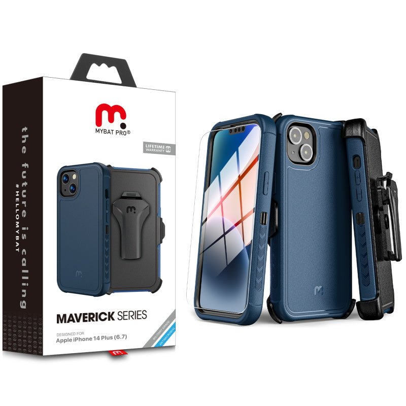MYBAT Pro Maverick Series MagSafe Case w/ Holster and Tempered Glass for Apple iPhone 14 Plus (6.7)iPhone 14 Plus
