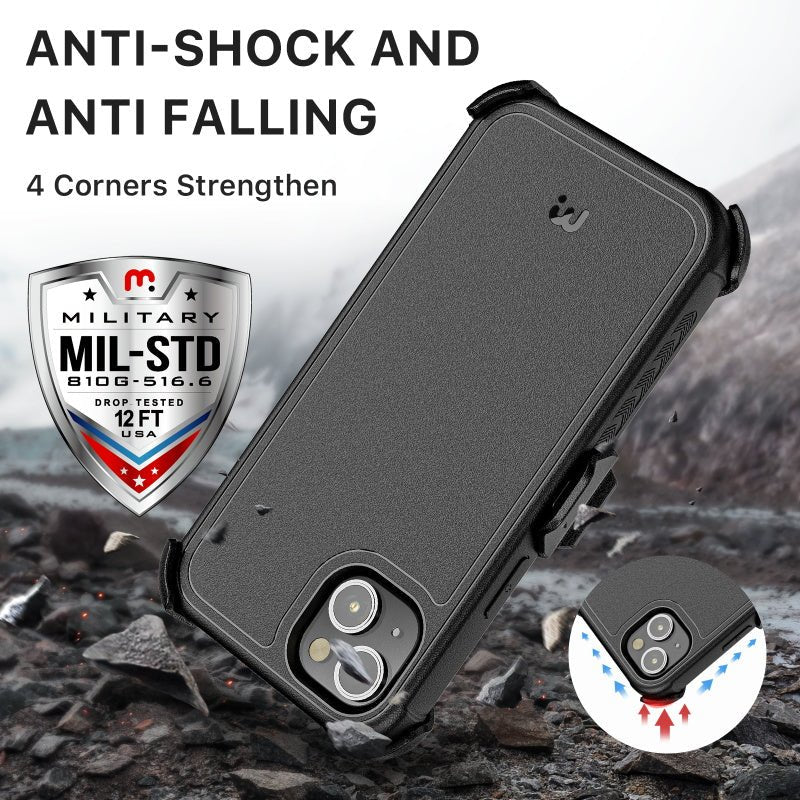 MYBAT Pro Maverick Series MagSafe Case w/ Holster and Tempered Glass for Apple iPhone 14 Plus (6.7)iPhone 14 Plus
