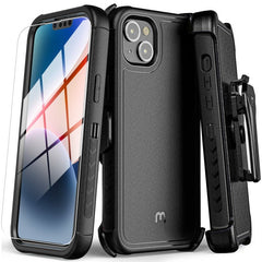 MYBAT Pro Maverick Series MagSafe Case w/ Holster and Tempered Glass for Apple iPhone 14 Plus (6.7)iPhone 14 Plus