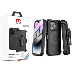 MyBat Pro Maverick Series MagSafe Case w/ Holster and Tempered Glass for Apple iPhone 14 Pro (6.1)iPhone 14 Pro