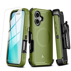 MyBat Pro Maverick Series MagSafe Case w/ Holster and Tempered Glass for Apple iPhone 16 PlusiPhone 16 Plus