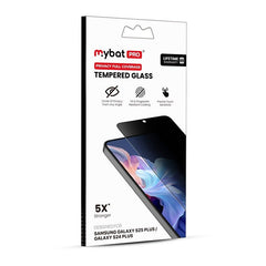 MyBat Pro Privacy Full Coverage Tempered Glass Screen Protector (Fingerprint Unlock) for Samsung Galaxy S25 Plus / Galaxy S24 Plus - Black - MyBat Pro