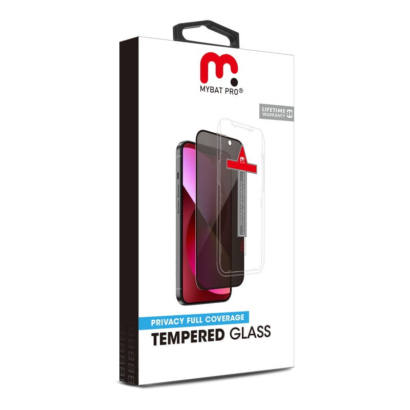 MyBat Pro Privacy Full Coverage Tempered Glass Screen Protector w/ Installation Tray for Apple iPhone 15 Pro Max (6.7)iPhone 15 Pro Max