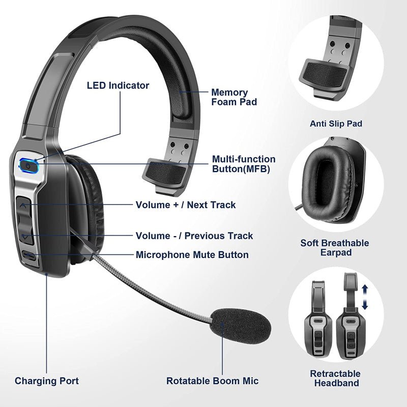 MyBat Pro WorkFlow Bluetooth Headset with Noise Cancelling Microphone - MyBat Pro