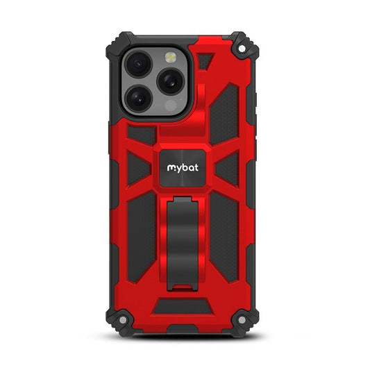 MyBat Sturdy Hybrid Protector Cover (with Stand) for Apple iPhone 16 Pro Max - Red / Black - MyBat Pro