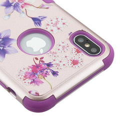 MyBat TUFF Series Case for Apple iPhone XS Max - Purple Stargazers Textured Rose Gold / Electric Purple
