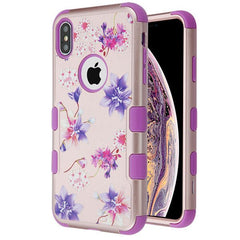 MyBat TUFF Series Case for Apple iPhone XS Max - Purple Stargazers Textured Rose Gold / Electric Purple