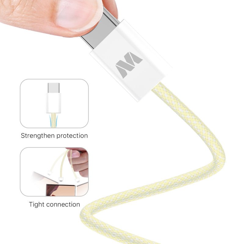 MyBat USB - C to USB - C Premium Braided Cable (L=3 FT) - Pink - MyBat Pro
