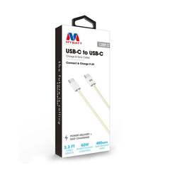 MyBat USB - C to USB - C Premium Braided Cable (L=3 FT) - Pink - MyBat Pro