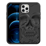 Black Matte Skull Case for Apple iPhone 12 & iPhone 12 Pro.
