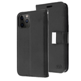 Black Sleek Xtra Wallet Case With Magnetic Closure Strap for Apple iPhone 11.