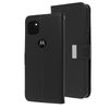 Black Sleek Xtra Wallet Case With Magnetic Closure Strap for Motorola One 5G Ace.
