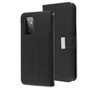 Black Sleek Xtra Wallet Case With Magnetic Closure Strap for Samsung Galaxy A72 5G.