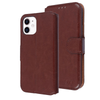 Brown Smooth Element Wallet Case with Magnetic Closure Strap for Apple iPhone 12 Mini.
