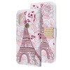 Eiffel Tower Diamond Wallet Case with Bedazzled Closure Strap for Motorola Moto E7 (2020).
