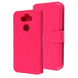 Hot Pink Smooth Element Wallet Case with Magnetic Closure Strap for LG K31, Aristo 5, Tribute Monarch.