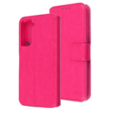 Hot Pink Smooth Element Wallet Case with Magnetic Closure Strap for Samsung Galaxy S21 Plus.