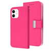Hot Pink Sleek Xtra Wallet Case With Magnetic Closure Strap for Apple iPhone 12 Mini