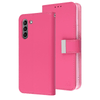 Hot Pink Sleek Xtra Wallet Case With Magnetic Closure Strap for Samsung Galaxy S21 Fan Edition.