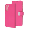 Hot Pink Sleek Xtra Wallet Case With Magnetic Closure Strap for Samsung Galaxy S21 Plus.