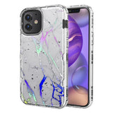 White marble with liquid graffiti paint splatter shock absorbent case for the Apple iPhone 12 mini