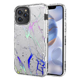White marble with liquid graffiti paint splatter shock absorbent case for the Apple iPhone 12 and iPhone 12 Pro 