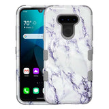 Tuff Series White and Gray Marble Case With Grip Support for the LG Harmony 4