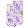 Purple Flowers Diamond Wallet Case with Bedazzled Closure Strap for Samsung Galaxy Note 20