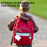 The AirTag cover can be attached easily to any backpack strap or zipper.