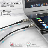 USB-C to USB-C Zinc Alloy Quick Charging Braided Cable