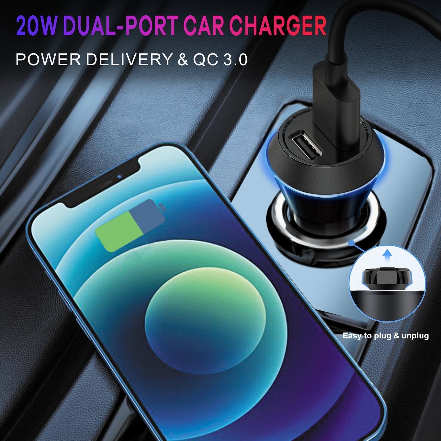 Dual 2 Port 5V 3A USB Car Charger Adapter for Smartphone Work with