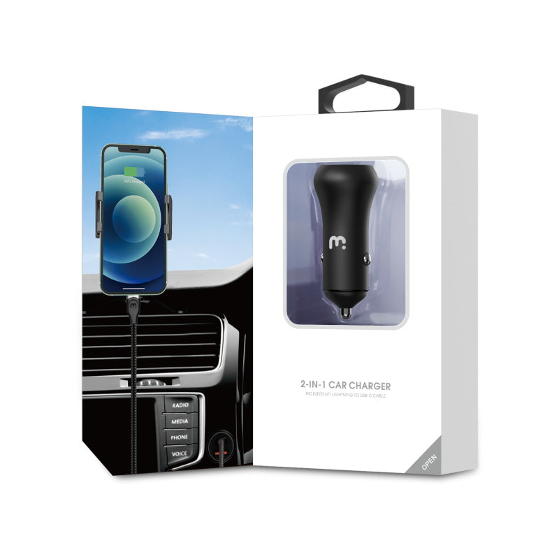 2 - in - 1 Dual Port Fast Charging Car Charger with 6FT Lightning CableMyBat Pro