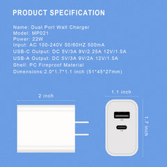 22W Dual - Port Power Delivery Wall ChargerMyBat Pro