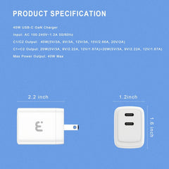 40W Dual USB - C Wall ChargerMyBat Pro
