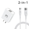 white dual port wall charger with 6 ft USB-C braided cable bundle