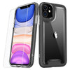 Jet black MyBat Pro Lux Series slim & sleek, with a texturized bumper & clear smooth back tough case with tempered glass for the Apple iPhone 11