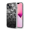 MYBAT PRO Mood Series Slim Cute Clear Crystal Case for iPhone 13 Case, 6.1 inch, Stylish Shockproof Non-Yellowing Protective Cover, Black Hearts