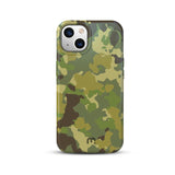 Back of Desert Green Camo Chic Case on iPhone 13.