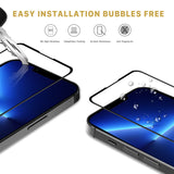 iPhone 13 Pro Max Screen Protector's easy bubble-free installation. Oleophobic coating, scratch-resistant, anti-fingerprint.