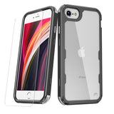 Black slim & sleek, with a texturized bumper & clear smooth back tough MyBat Pro Lux series case with tempered glass for the Apple iPhone SE 2020 & iPhone 8 / 7