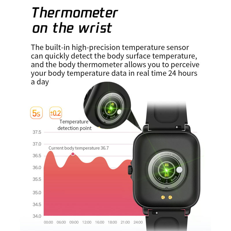 Smart Watch IP68 Waterproof Fitness Tracker GloryFit Thermometer