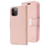 Rose Gold Sleek Xtra Wallet Case With Magnetic Closure Strap for Apple iPhone 11.