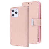 Rose Gold Sleek Xtra Wallet Case With Magnetic Closure Strap for Apple iPhone 12 and iPhone 12 Pro.