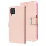 Rose Gold Sleek Xtra Wallet Case With Magnetic Closure Strap for Samsung Galaxy A12.